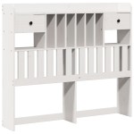vidaXL Pat cu bibliotecă fără saltea, alb, 135x190 cm, lemn masiv pin vidaXL Pat cu bibliotecă fără saltea, alb, 135x190 cm, lemn masiv pin
