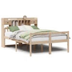 vidaXL Pat cu bibliotecă fără saltea, 140x190 cm, lemn masiv de pin vidaXL Pat cu bibliotecă fără saltea, 140x190 cm, lemn masiv de pin
