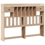 vidaXL Pat cu bibliotecă fără saltea, 140x190 cm, lemn masiv de pin vidaXL Pat cu bibliotecă fără saltea, 140x190 cm, lemn masiv de pin