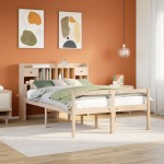 vidaXL Pat cu bibliotecă fără saltea, 140x200 cm, lemn masiv de pin
