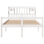 vidaXL Pat cu bibliotecă fără saltea, alb, 150x200 cm, lemn masiv pin vidaXL Pat cu bibliotecă fără saltea, alb, 150x200 cm, lemn masiv pin