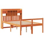 vidaXL Pat cu bibliotecă fără saltea maro 135x190 cm lemn masiv de pin