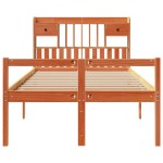 vidaXL Pat cu bibliotecă fără saltea maro 135x190 cm lemn masiv de pin