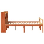 vidaXL Pat cu bibliotecă fără saltea maro 135x190 cm lemn masiv de pin