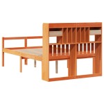 vidaXL Pat cu bibliotecă fără saltea maro 135x190 cm lemn masiv de pin