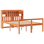 vidaXL Pat cu bibliotecă fără saltea maro 160x200 cm lemn masiv de pin