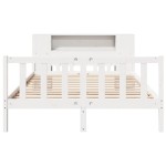 vidaXL Pat cu bibliotecă fără saltea, alb, 150x200 cm, lemn masiv pin