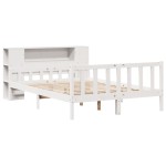 vidaXL Pat cu bibliotecă fără saltea, alb, 160x200 cm, lemn masiv pin