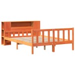 vidaXL Pat cu bibliotecă fără saltea maro ceruit 150x200 cm lemn masiv