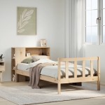 vidaXL Pat cu bibliotecă fără saltea, 90x190 cm, lemn masiv de pin vidaXL Pat cu bibliotecă fără saltea, 90x190 cm, lemn masiv de pin