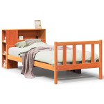 vidaXL Pat cu bibliotecă fără saltea maro ceruit 75x190 cm lemn masiv