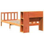 vidaXL Pat cu bibliotecă fără saltea maro ceruit 75x190 cm lemn masiv