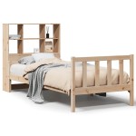 vidaXL Pat cu bibliotecă fără saltea, 90x190 cm, lemn masiv de pin vidaXL Pat cu bibliotecă fără saltea, 90x190 cm, lemn masiv de pin