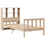 vidaXL Pat cu bibliotecă fără saltea, 90x190 cm, lemn masiv de pin vidaXL Pat cu bibliotecă fără saltea, 90x190 cm, lemn masiv de pin