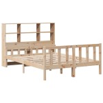 vidaXL Pat cu bibliotecă fără saltea, 120x190 cm, lemn masiv de pin vidaXL Pat cu bibliotecă fără saltea, 120x190 cm, lemn masiv de pin