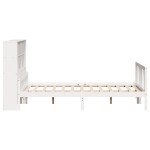 vidaXL Pat cu bibliotecă fără saltea, alb, 160x200 cm, lemn masiv pin