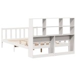 vidaXL Pat cu bibliotecă fără saltea, alb, 160x200 cm, lemn masiv pin