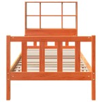 vidaXL Pat cu bibliotecă fără saltea maro ceruit 75x190 cm lemn masiv