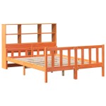 vidaXL Pat cu bibliotecă fără saltea maro ceruit 160x200 cm lemn masiv