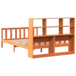 vidaXL Pat cu bibliotecă fără saltea maro ceruit 160x200 cm lemn masiv
