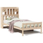 vidaXL Pat cu bibliotecă fără saltea, 90x190 cm, lemn masiv de pin vidaXL Pat cu bibliotecă fără saltea, 90x190 cm, lemn masiv de pin