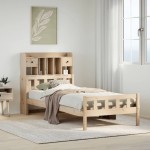 vidaXL Pat cu bibliotecă fără saltea, 90x190 cm, lemn masiv de pin vidaXL Pat cu bibliotecă fără saltea, 90x190 cm, lemn masiv de pin