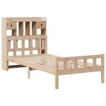 vidaXL Pat cu bibliotecă fără saltea, 90x190 cm, lemn masiv de pin vidaXL Pat cu bibliotecă fără saltea, 90x190 cm, lemn masiv de pin