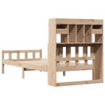 vidaXL Pat cu bibliotecă fără saltea, 90x190 cm, lemn masiv de pin vidaXL Pat cu bibliotecă fără saltea, 90x190 cm, lemn masiv de pin