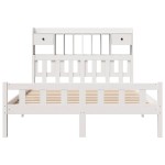 vidaXL Pat cu bibliotecă fără saltea, alb, 150x200 cm, lemn masiv pin vidaXL Pat cu bibliotecă fără saltea, alb, 150x200 cm, lemn masiv pin