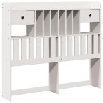vidaXL Pat cu bibliotecă fără saltea, alb, 150x200 cm, lemn masiv pin vidaXL Pat cu bibliotecă fără saltea, alb, 150x200 cm, lemn masiv pin