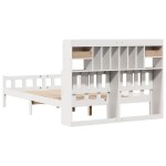 vidaXL Pat cu bibliotecă fără saltea, alb, 160x200 cm, lemn masiv pin vidaXL Pat cu bibliotecă fără saltea, alb, 160x200 cm, lemn masiv pin