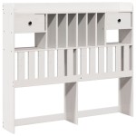 vidaXL Pat cu bibliotecă fără saltea, alb, 160x200 cm, lemn masiv pin vidaXL Pat cu bibliotecă fără saltea, alb, 160x200 cm, lemn masiv pin