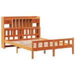 vidaXL Pat cu bibliotecă fără saltea maro 150x200 cm lemn masiv de pin vidaXL Pat cu bibliotecă fără saltea maro 150x200 cm lemn masiv de pin