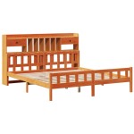 vidaXL Pat cu bibliotecă fără saltea maro 180x200 cm lemn masiv de pin