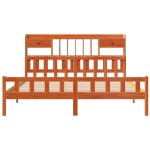 vidaXL Pat cu bibliotecă fără saltea maro 180x200 cm lemn masiv de pin