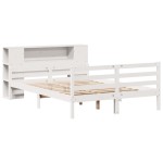 vidaXL Pat cu bibliotecă fără saltea, alb, 150x200 cm, lemn masiv pin