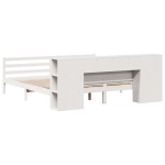 vidaXL Pat cu bibliotecă fără saltea, alb, 200x200 cm, lemn masiv pin