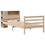 vidaXL Pat cu bibliotecă fără saltea, 90x200 cm, lemn masiv pin vidaXL Pat cu bibliotecă fără saltea, 90x200 cm, lemn masiv pin