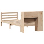 vidaXL Pat cu bibliotecă fără saltea, 90x200 cm, lemn masiv pin vidaXL Pat cu bibliotecă fără saltea, 90x200 cm, lemn masiv pin