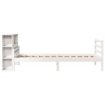 vidaXL Pat cu bibliotecă fără saltea, alb, 100x200 cm, lemn masiv pin vidaXL Pat cu bibliotecă fără saltea, alb, 100x200 cm, lemn masiv pin