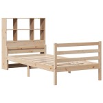vidaXL Pat cu bibliotecă fără saltea, 90x200 cm, lemn masiv pin vidaXL Pat cu bibliotecă fără saltea, 90x200 cm, lemn masiv pin