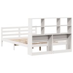 vidaXL Pat cu bibliotecă fără saltea, alb, 140x200 cm, lemn masiv pin