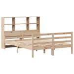 vidaXL Pat cu bibliotecă fără saltea, 160x200 cm, lemn masiv de pin