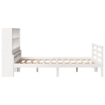 vidaXL Pat cu bibliotecă fără saltea, alb, 160x200 cm, lemn masiv pin