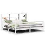 vidaXL Pat cu bibliotecă fără saltea, 180x200 cm, lemn masiv de pin