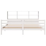 vidaXL Pat cu bibliotecă fără saltea, alb, 200x200 cm, lemn masiv pin vidaXL Pat cu bibliotecă fără saltea, alb, 200x200 cm, lemn masiv pin
