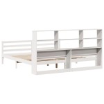 vidaXL Pat cu bibliotecă fără saltea, alb, 200x200 cm, lemn masiv pin vidaXL Pat cu bibliotecă fără saltea, alb, 200x200 cm, lemn masiv pin