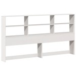 vidaXL Pat cu bibliotecă fără saltea, alb, 200x200 cm, lemn masiv pin vidaXL Pat cu bibliotecă fără saltea, alb, 200x200 cm, lemn masiv pin