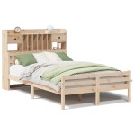 vidaXL Pat cu bibliotecă fără saltea, 135x190 cm, lemn masiv de pin vidaXL Pat cu bibliotecă fără saltea, 135x190 cm, lemn masiv de pin