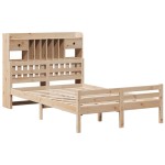 vidaXL Pat cu bibliotecă fără saltea, 135x190 cm, lemn masiv de pin vidaXL Pat cu bibliotecă fără saltea, 135x190 cm, lemn masiv de pin